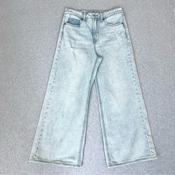 Old Navy Denim - Old Navy Wide Leg Jeans Womens 4 Sky Hi A Line Blue Light Wash Denim Baggy READ